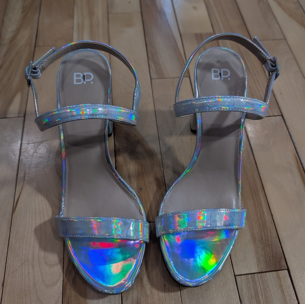 New! BP. | Lula Holographic Block Heel Sandals - Size 9 - Picture 2 of 13